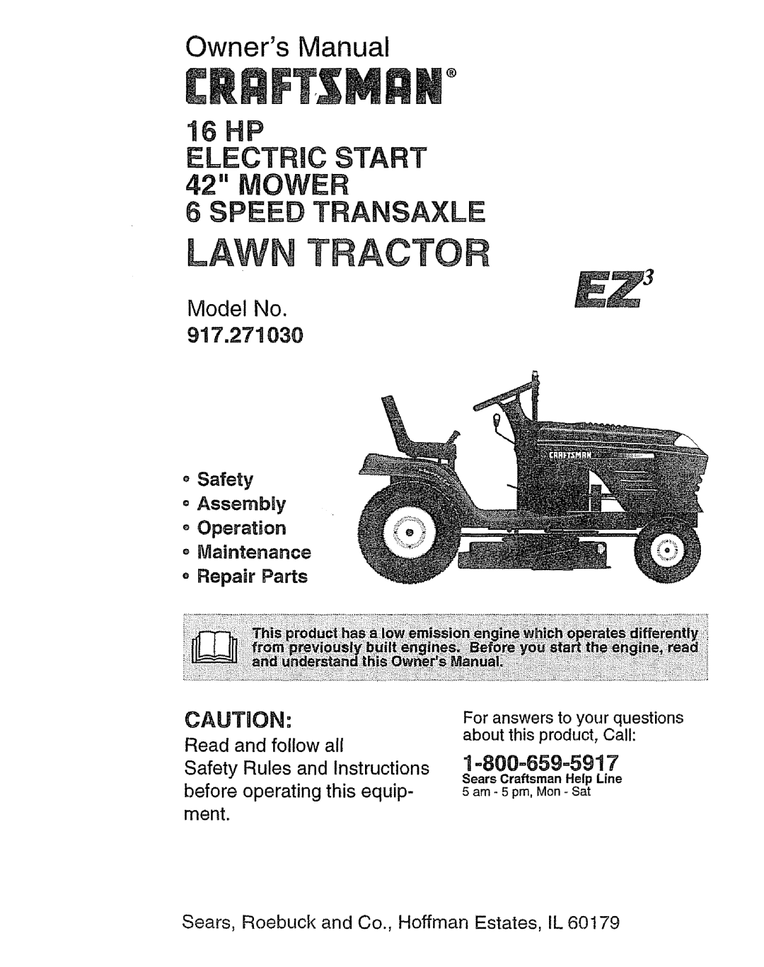 Craftsman 917.27103 owner manual Lawn 