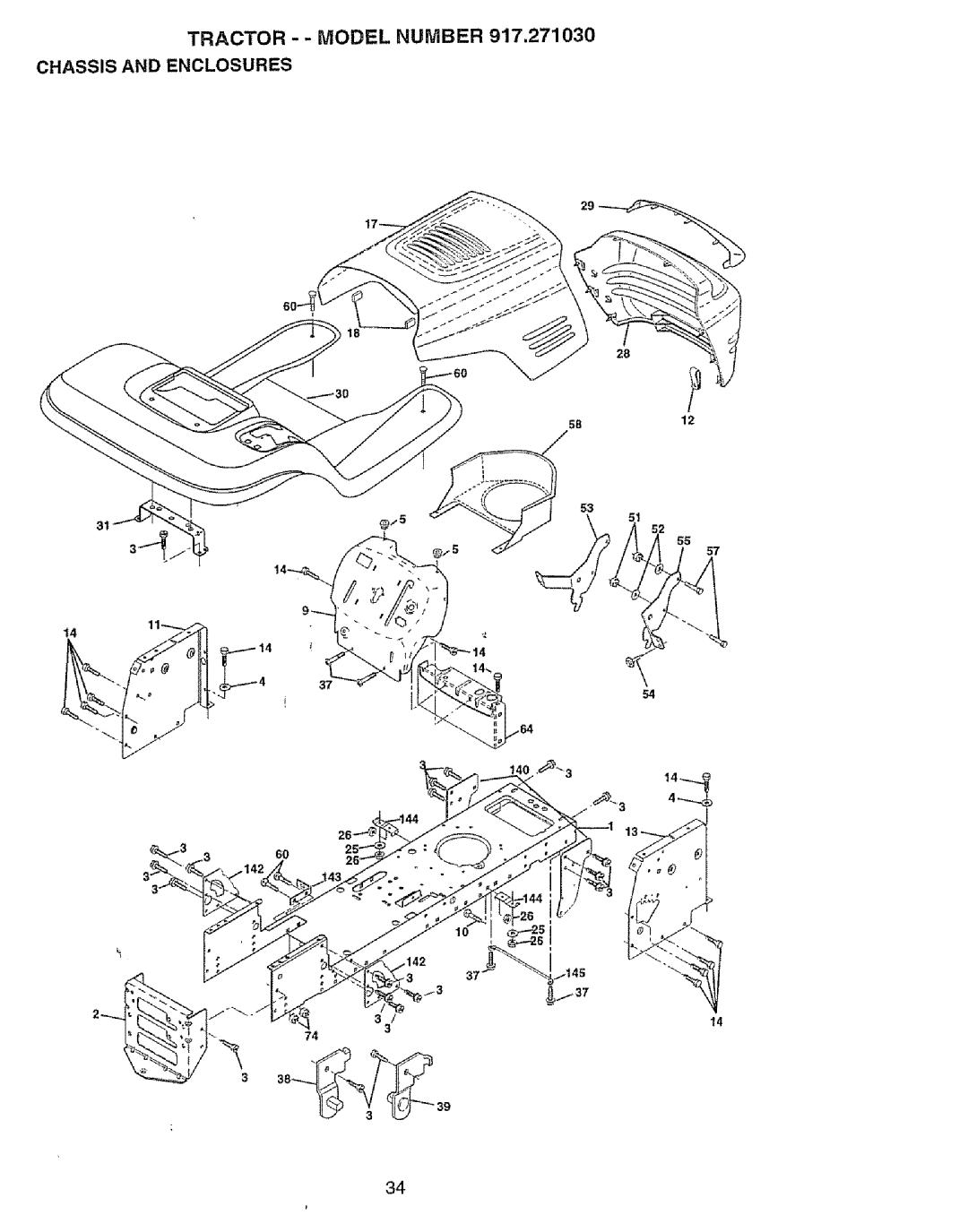 Craftsman 917.27103 owner manual Tractor - Model Number Chassis and Enclosures 