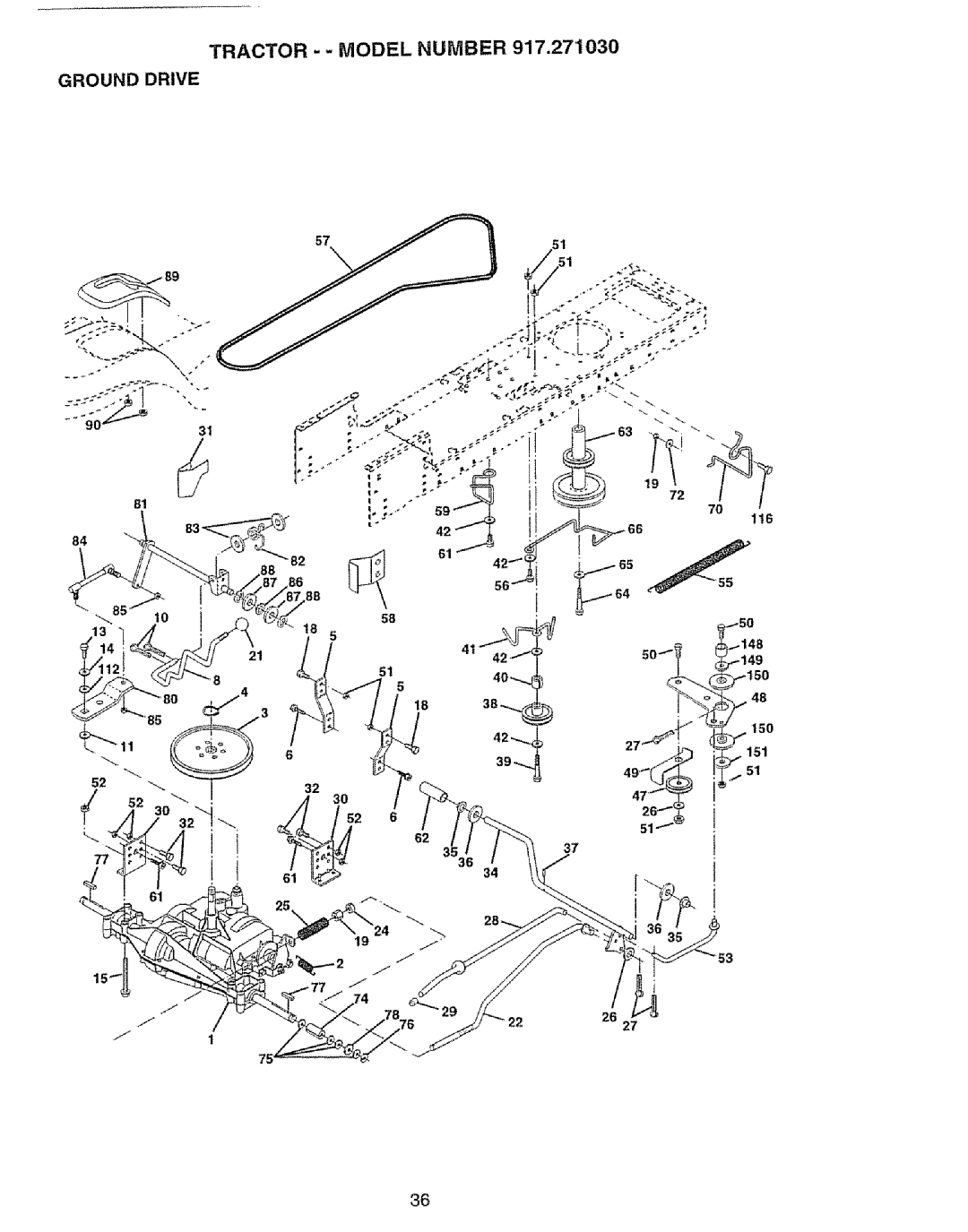 Craftsman 917.27103 owner manual Tractor -- Model Number Ground Drive 