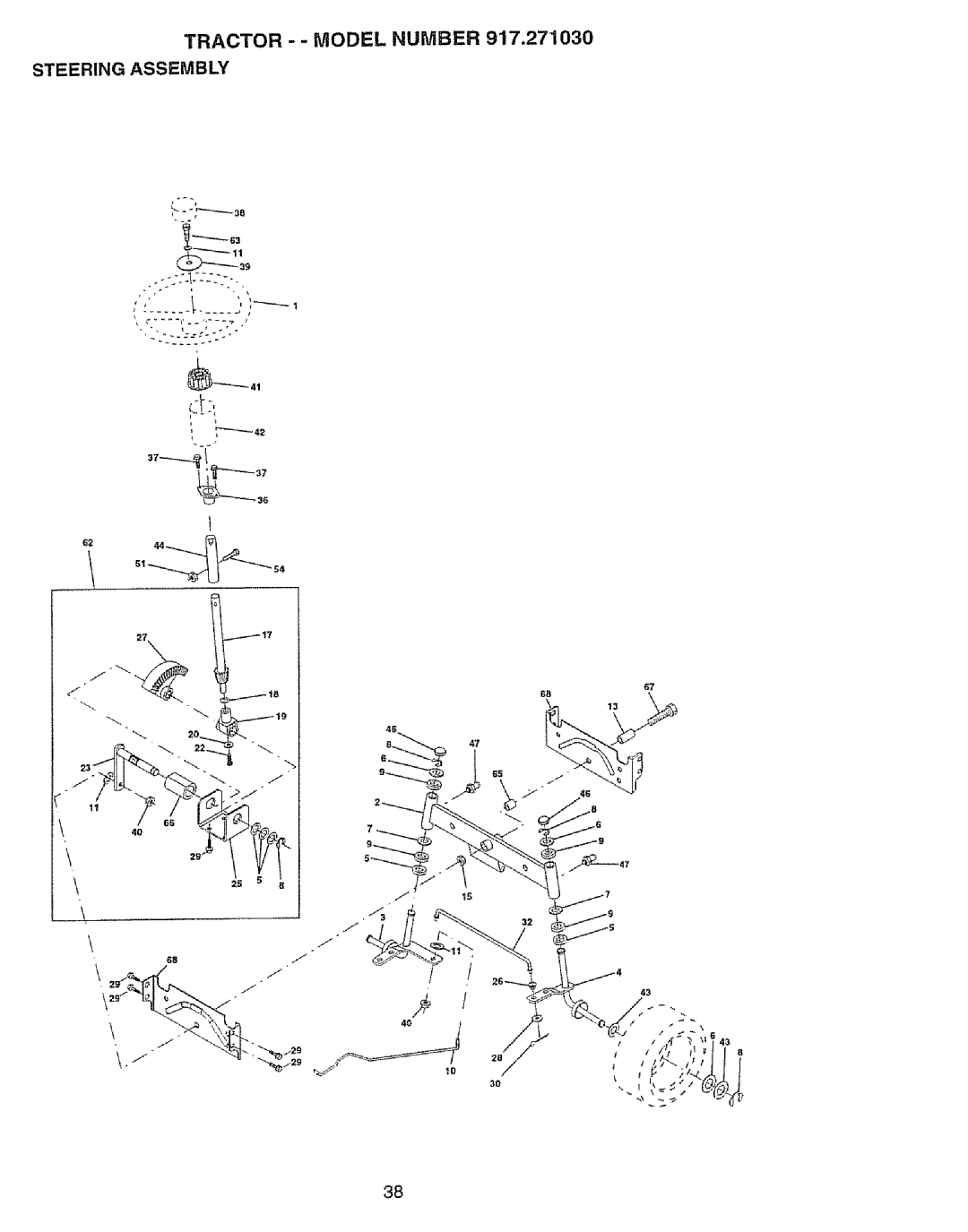 Craftsman 917.27103 owner manual Tractor --MODEL Number Steering Assembly, = = 