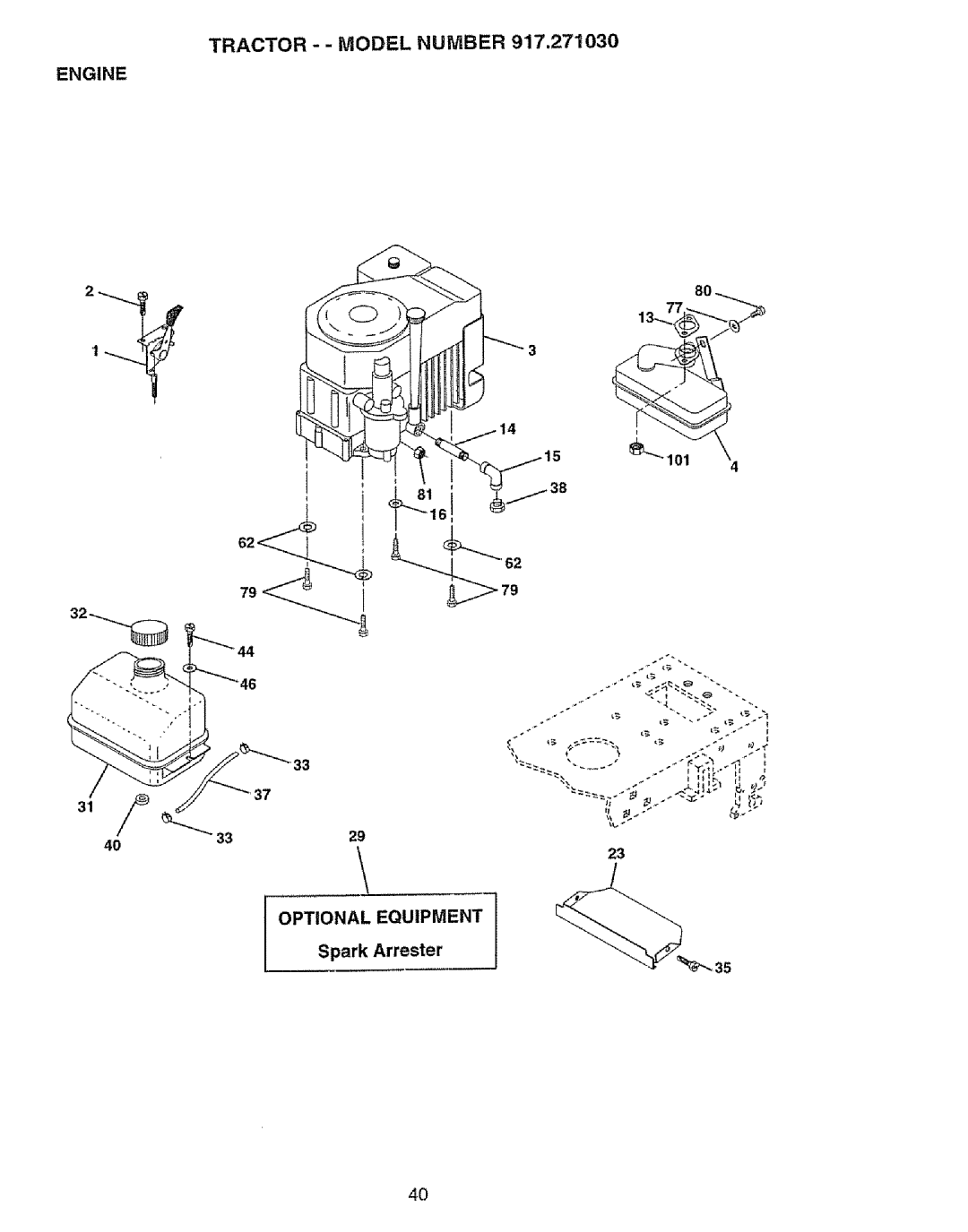 Craftsman 917.27103 owner manual Optional Equipment, Engine 