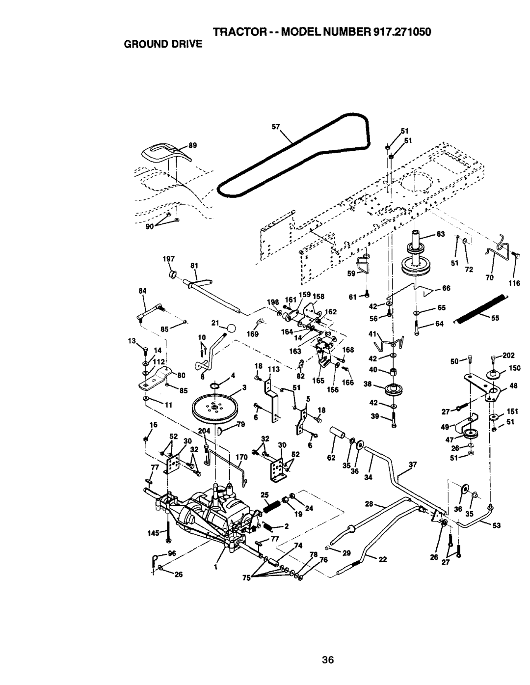 Craftsman 917.27105 manual Tractor - Model Number Ground Drive, 116 169 1702 261 