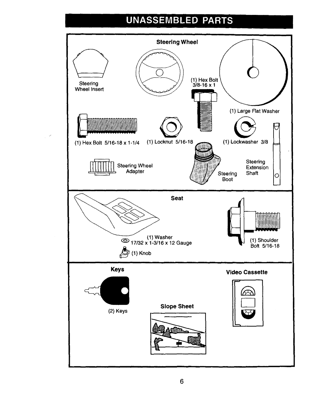 Craftsman 917.27105 manual Keys Video Cassette Slope Sheet 