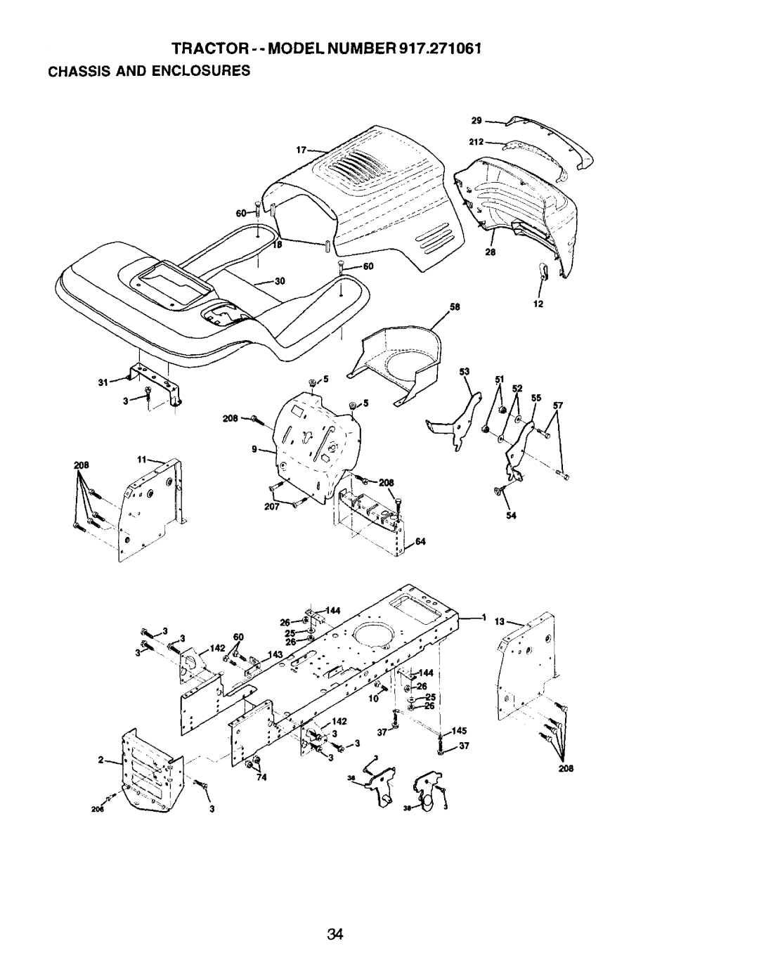 Craftsman 917.271061 owner manual Tractor - Model Number Chassis and Enclosures 
