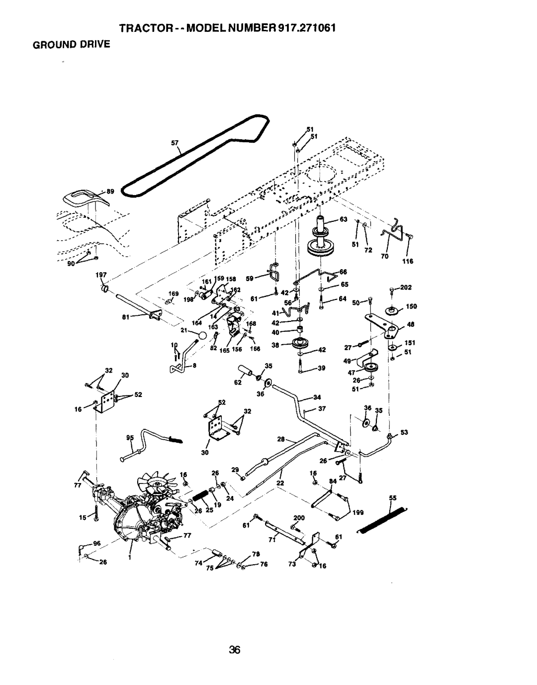 Craftsman 917.271061 owner manual Tractor - Model Number Ground Drive 