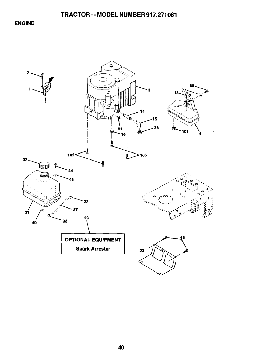 Craftsman 917.271061 owner manual Tractor - Model Number, Optional Equipment 