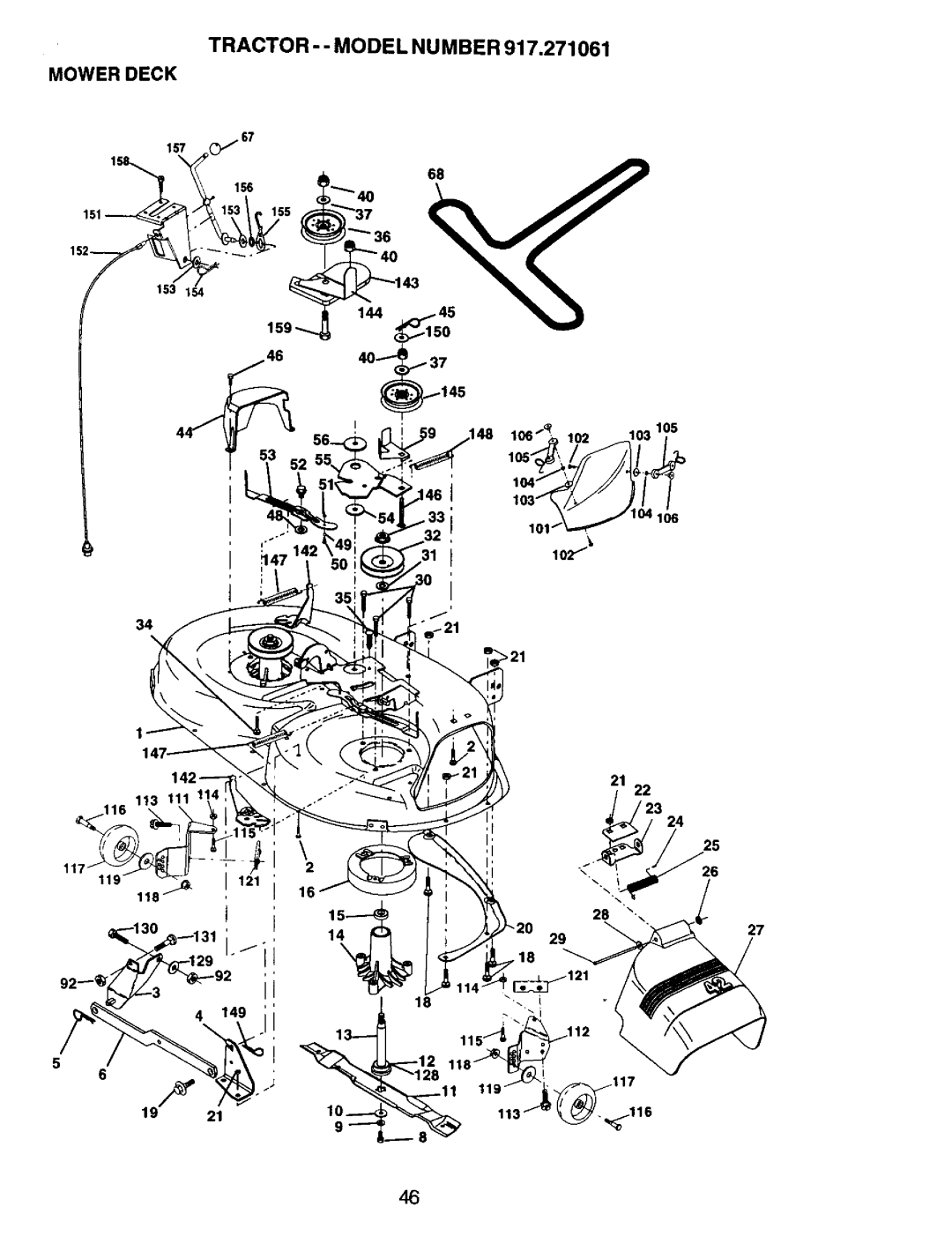 Craftsman 917.271061 owner manual Tractor - Model Number, Mower Deck, 116 