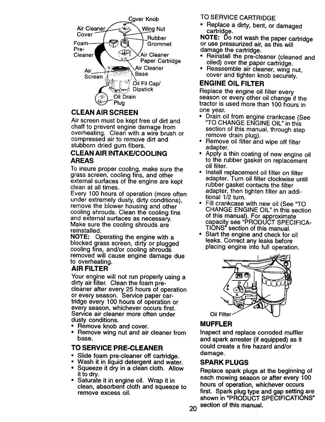 Craftsman 917.271061 owner manual Clean Air Screen 