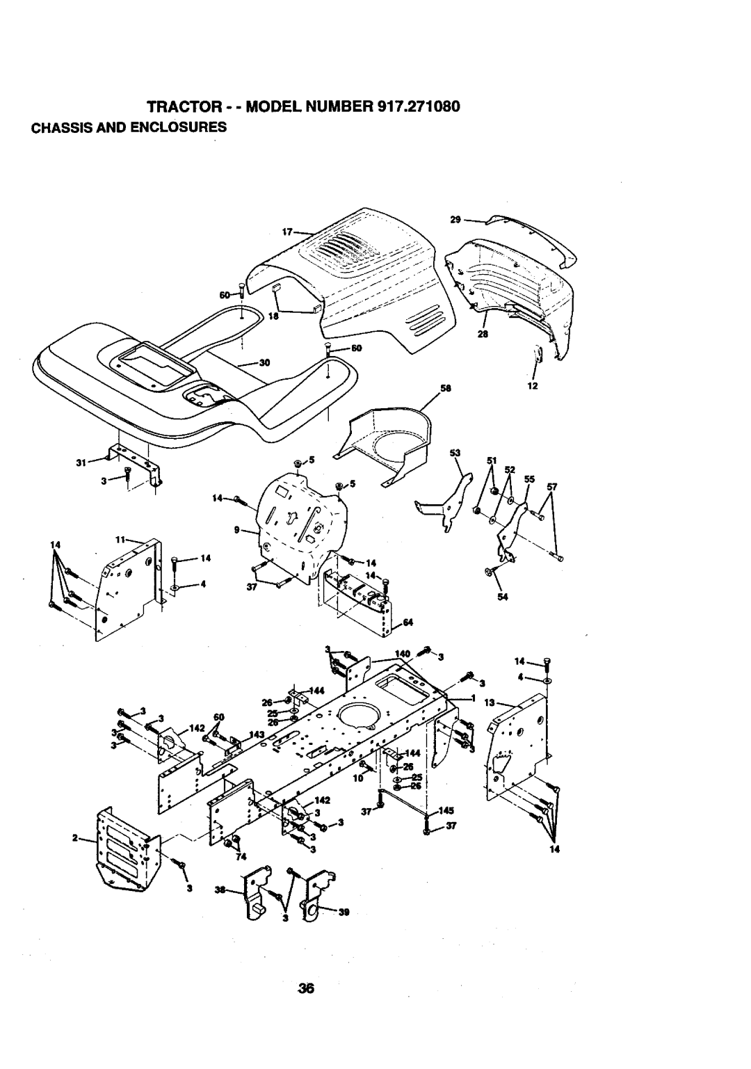 Craftsman 917.27108 owner manual Tractor - Model Number Chassis and Enclosures 