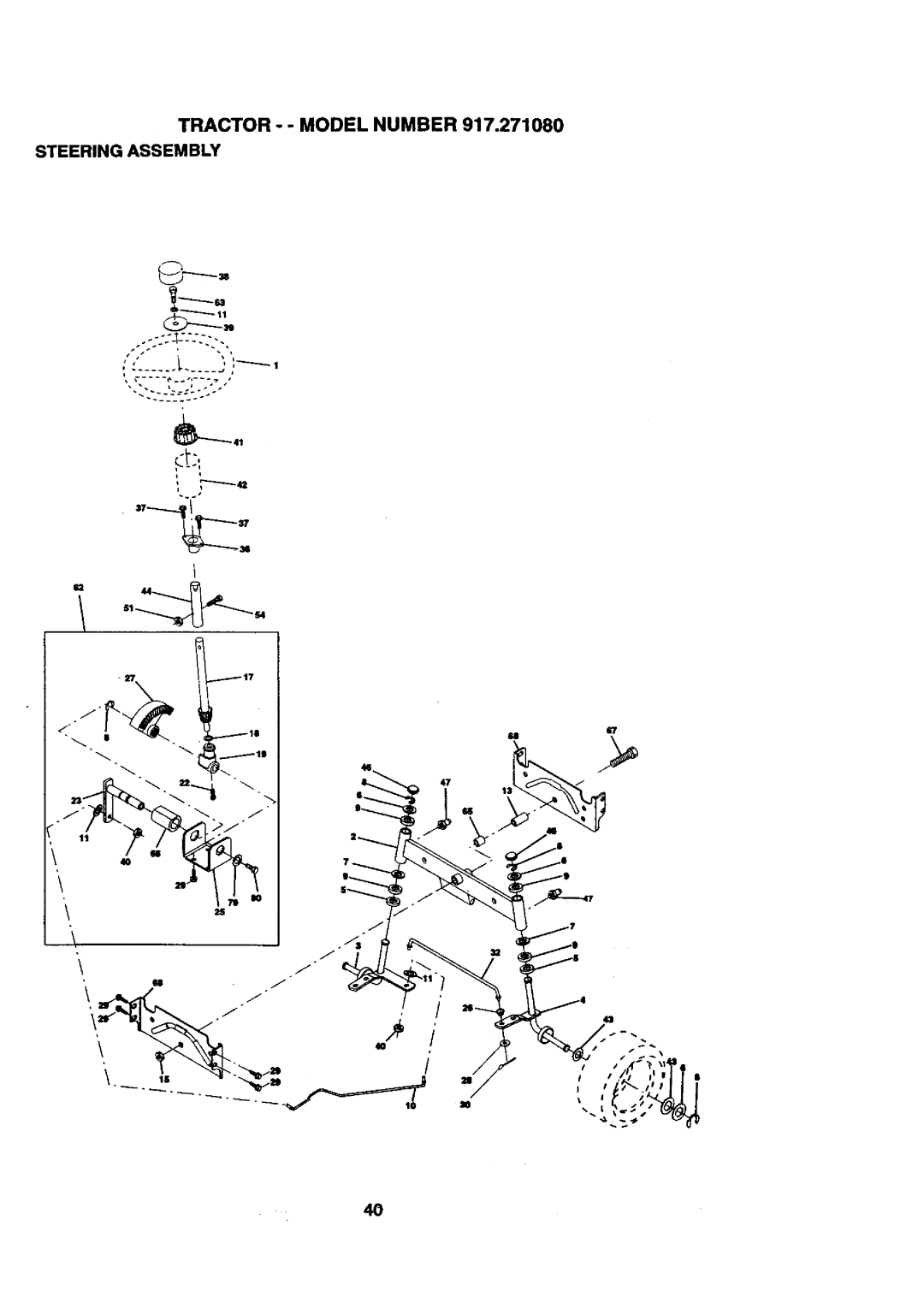 Craftsman 917.27108 owner manual Tractor Model Number Steeringassembly 