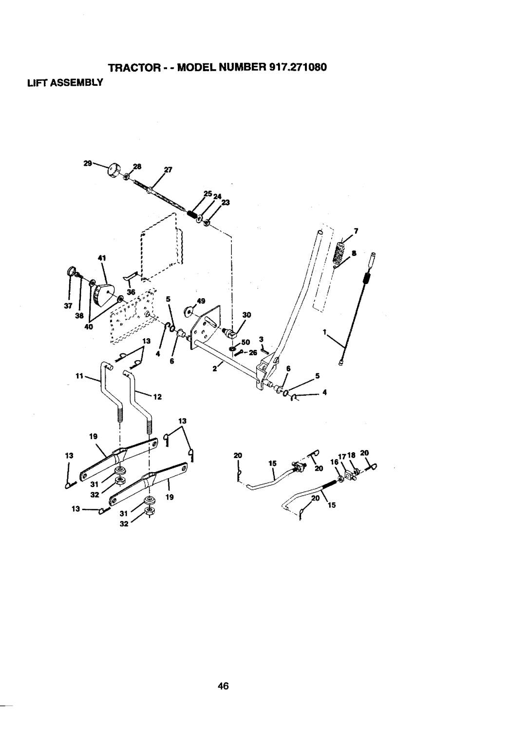 Craftsman owner manual Tractor - Model Number 917.271080 Liftassembly 