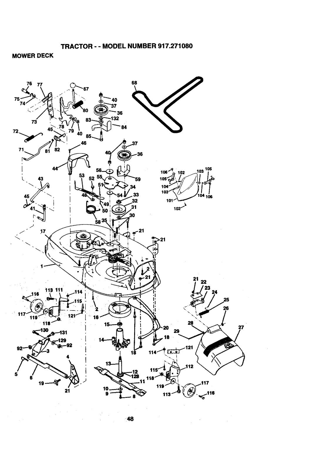 Craftsman 917.27108 owner manual Tractor - Model Number Mower Deck 