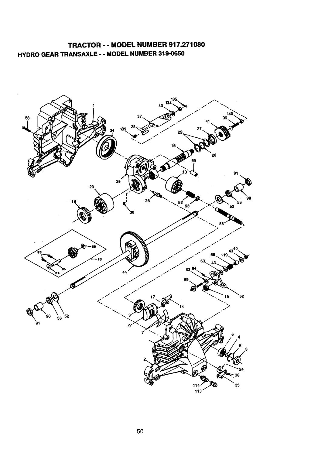 Craftsman 917.27108 owner manual Tractor - Model Number Hydro Gear Transaxle - Model Number 