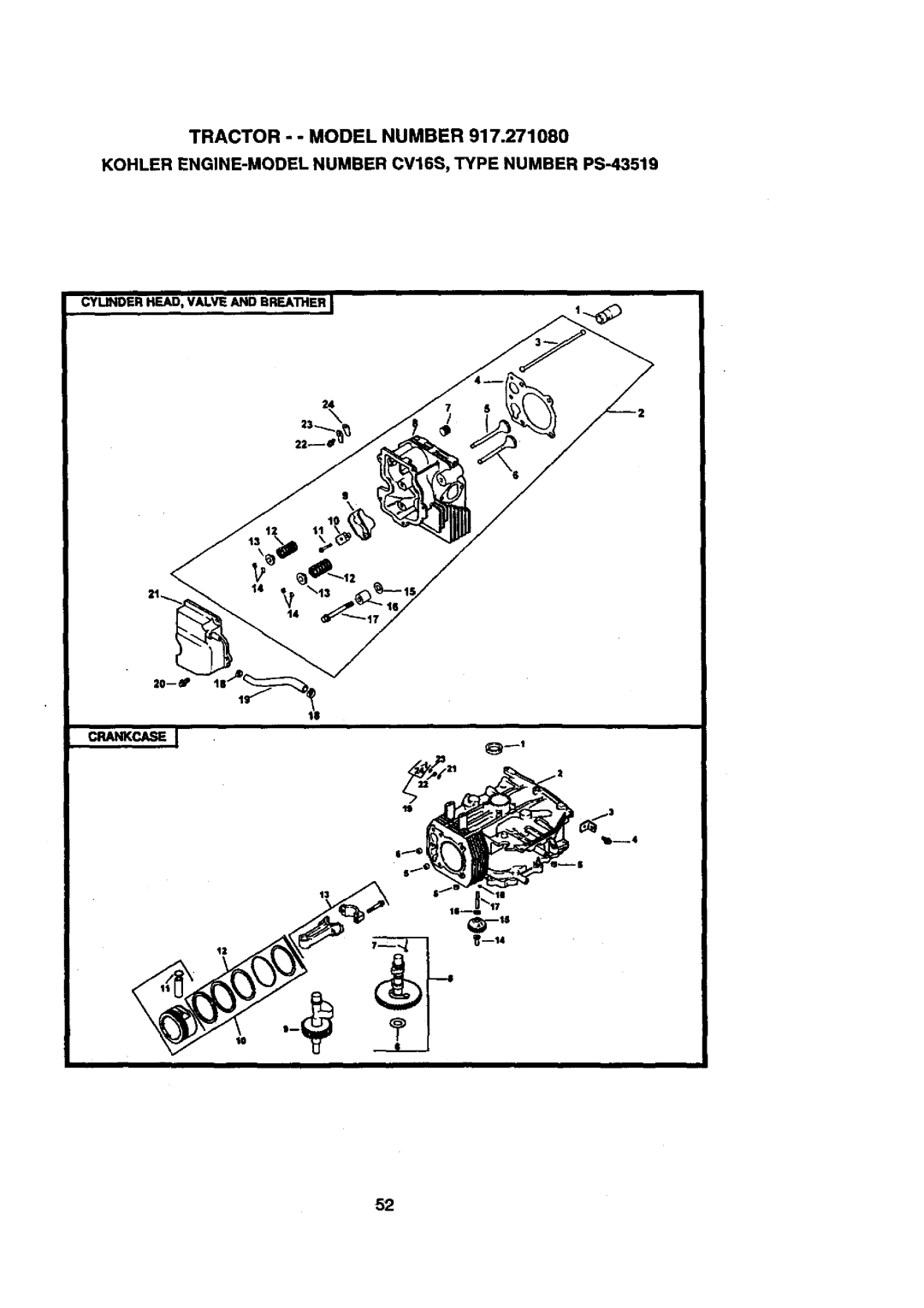 Craftsman 917.27108 owner manual Grankcase 