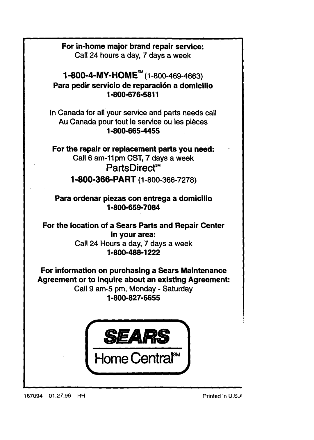 Craftsman 917.27108 owner manual Sears 