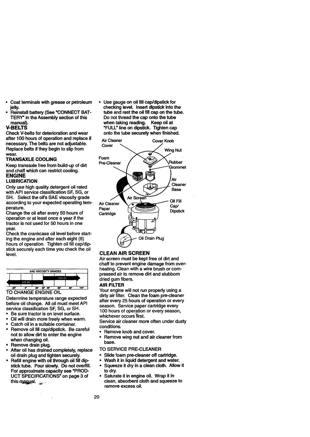 Craftsman 917.271110 owner manual To Service PRE-CLEANER 