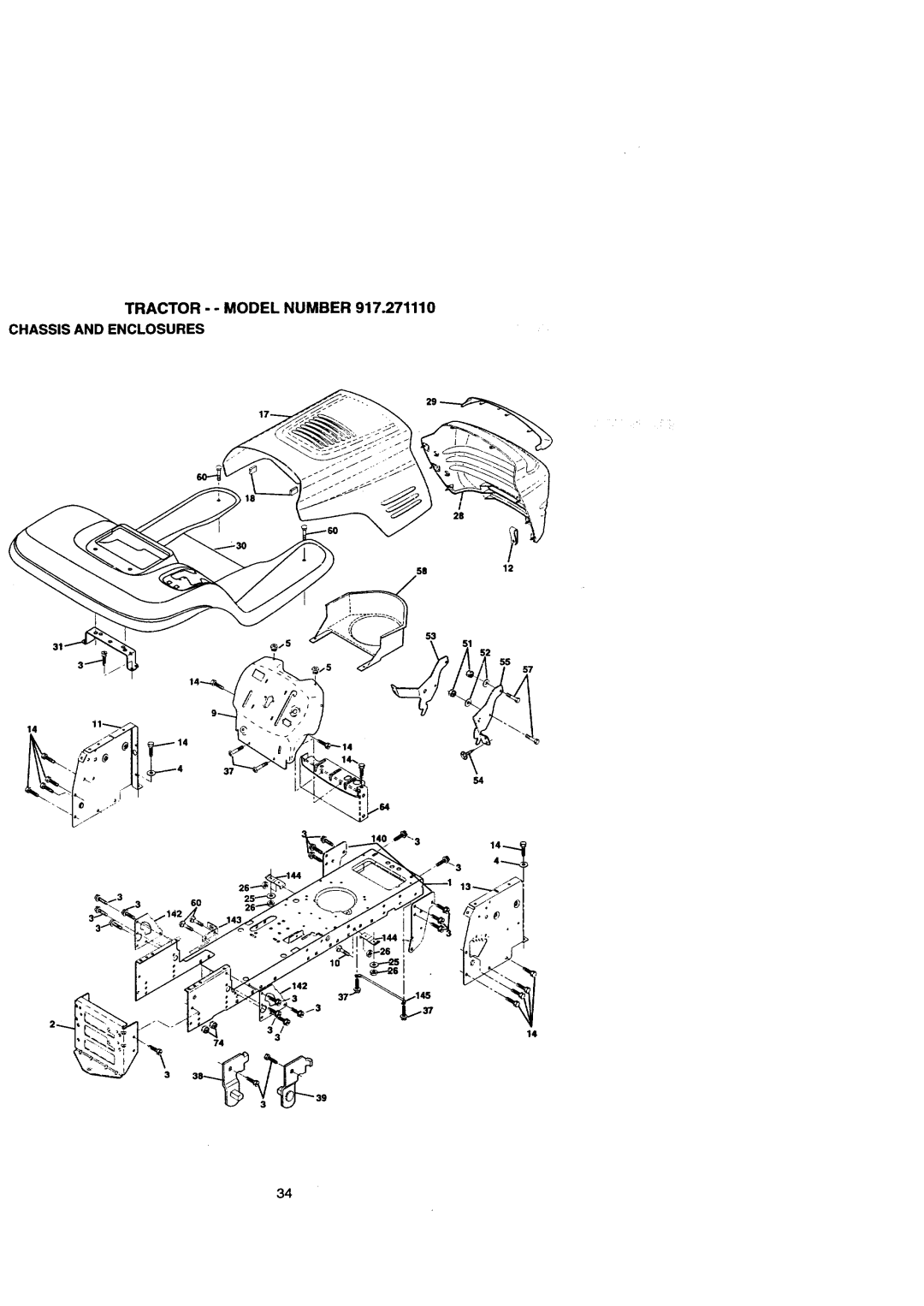 Craftsman 917.271110 owner manual Tractor - Model Number Chassis and Enclosures 