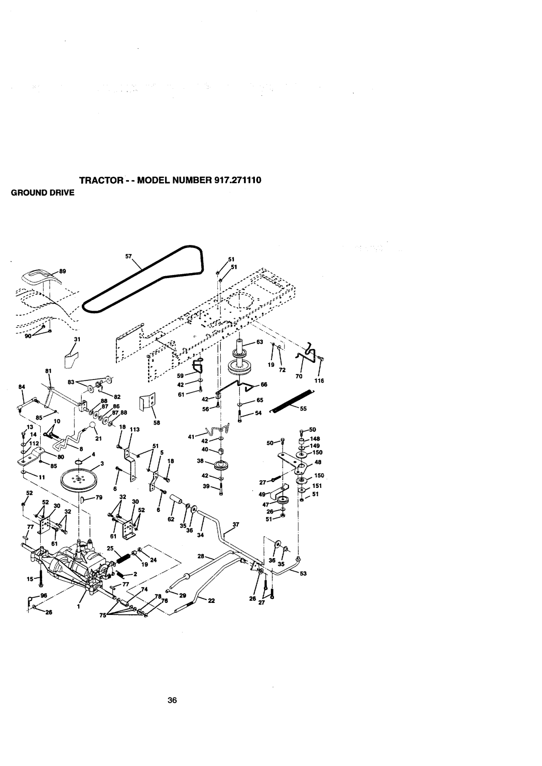 Craftsman 917.271110 owner manual Tractor - Model Number, Ground Drive 