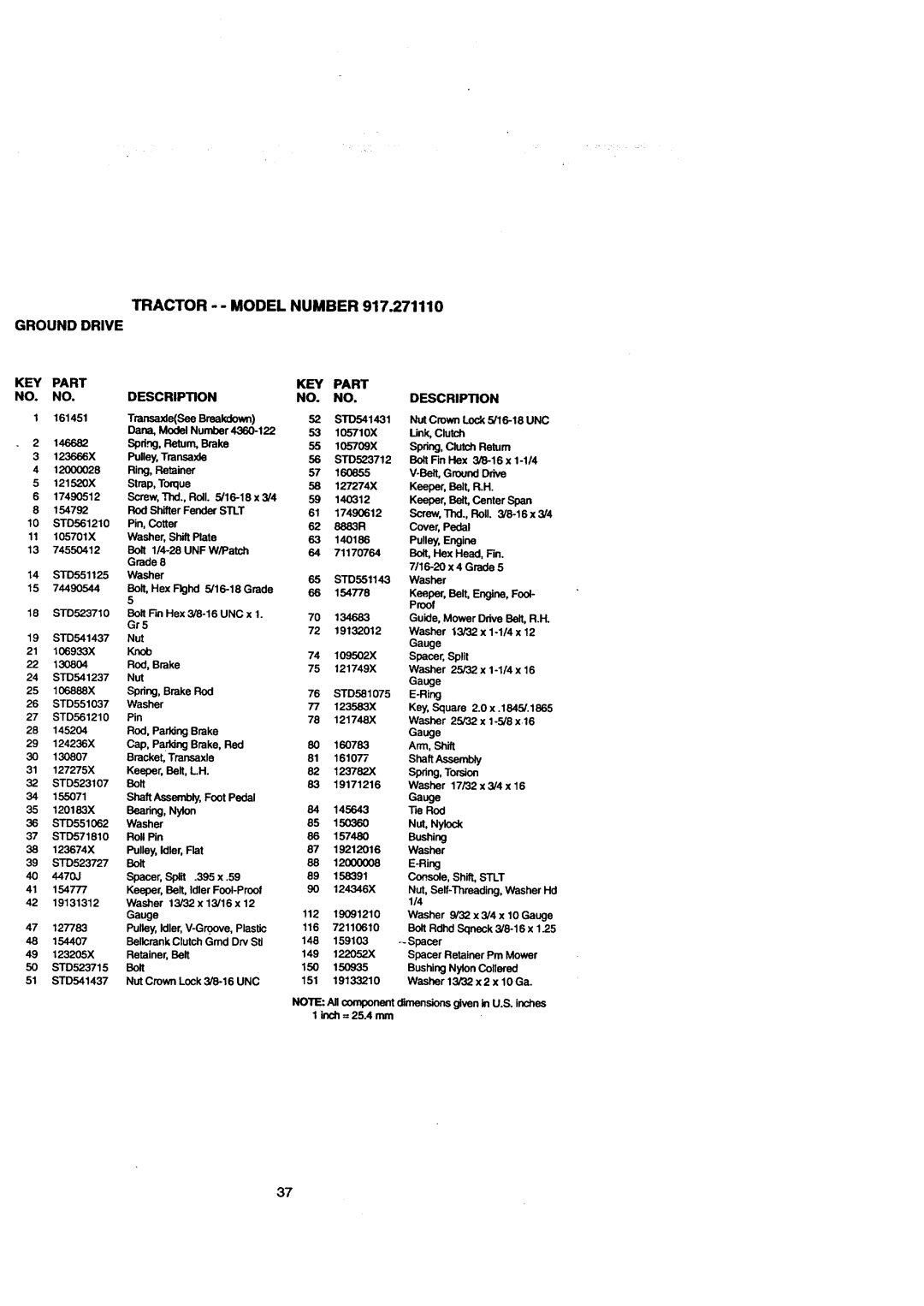 Craftsman 917.271110 owner manual Tractor -- Model Number Ground Drive, Sheftse.y 