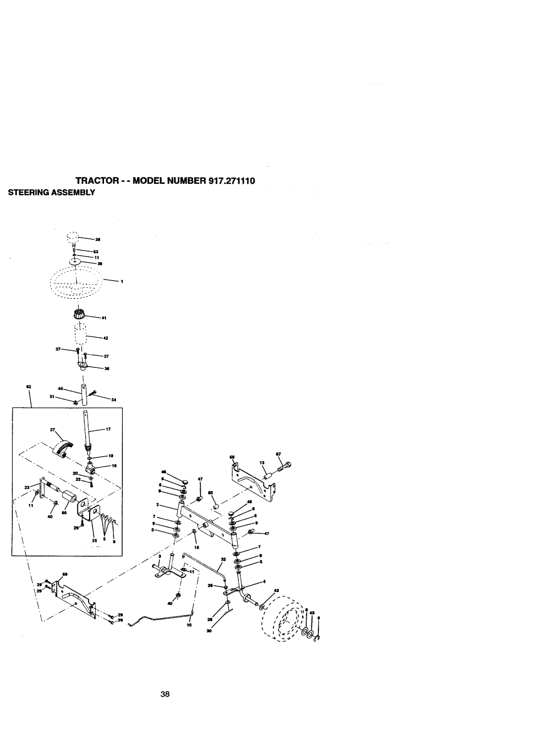 Craftsman 917.271110 owner manual Tractor Model Number Steering Assembly 