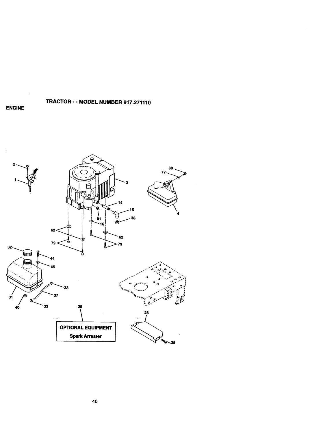 Craftsman 917.271110 owner manual Optional Equipment, Spark Arrester 