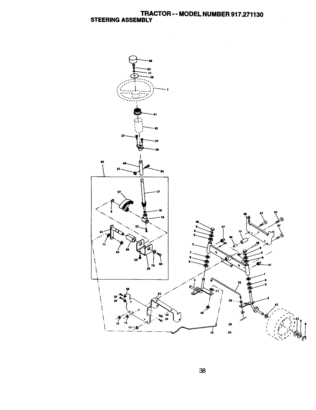 Craftsman owner manual Tractor -- Model Number 917.271130 Steeringassembly 