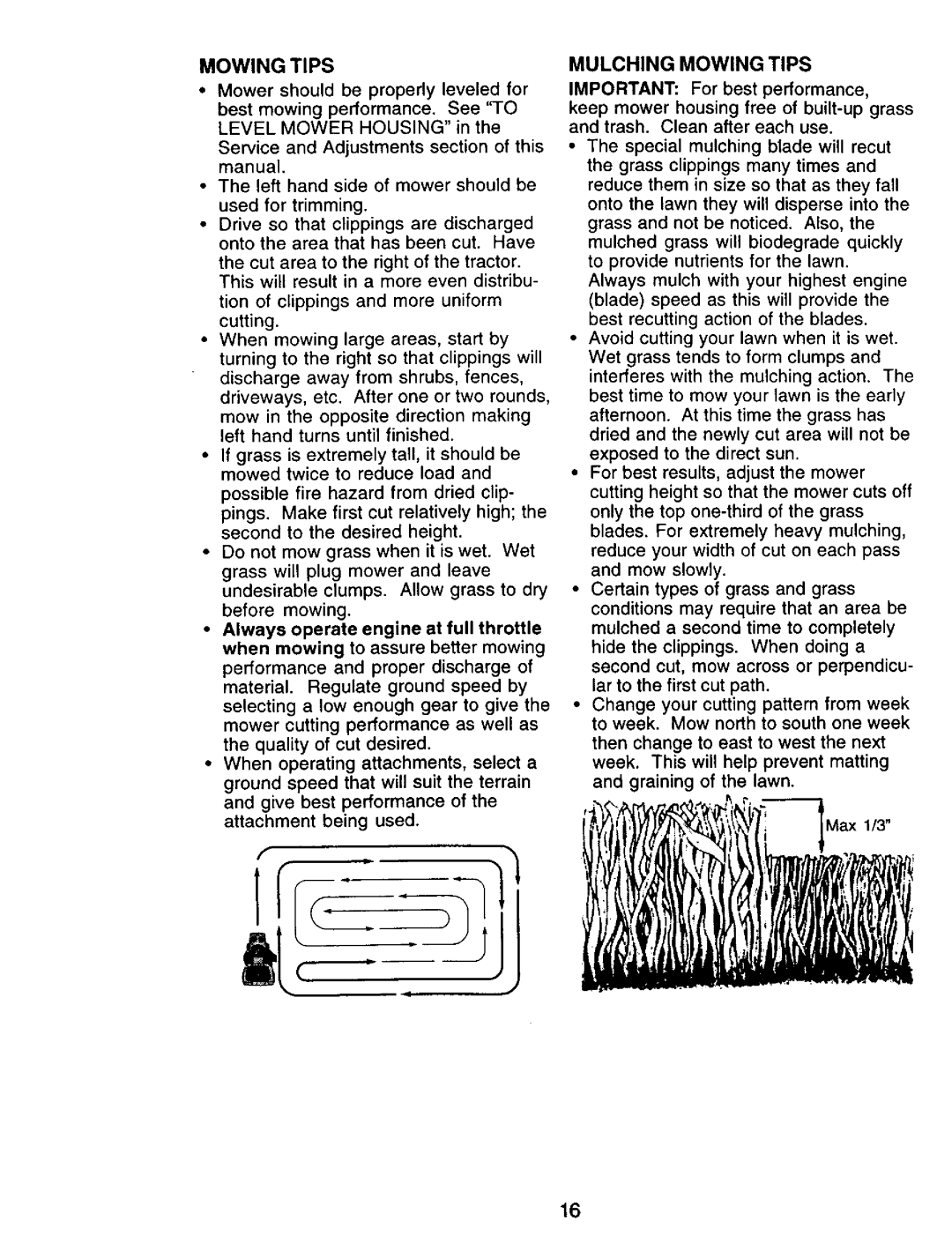 Craftsman 917.271142 manual Mulching Mowing Tips 