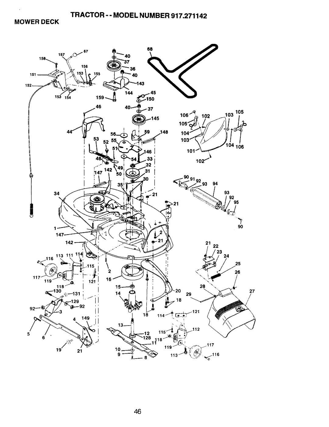 Craftsman 917.271142 manual Tractor - Model Number Mower Deck 