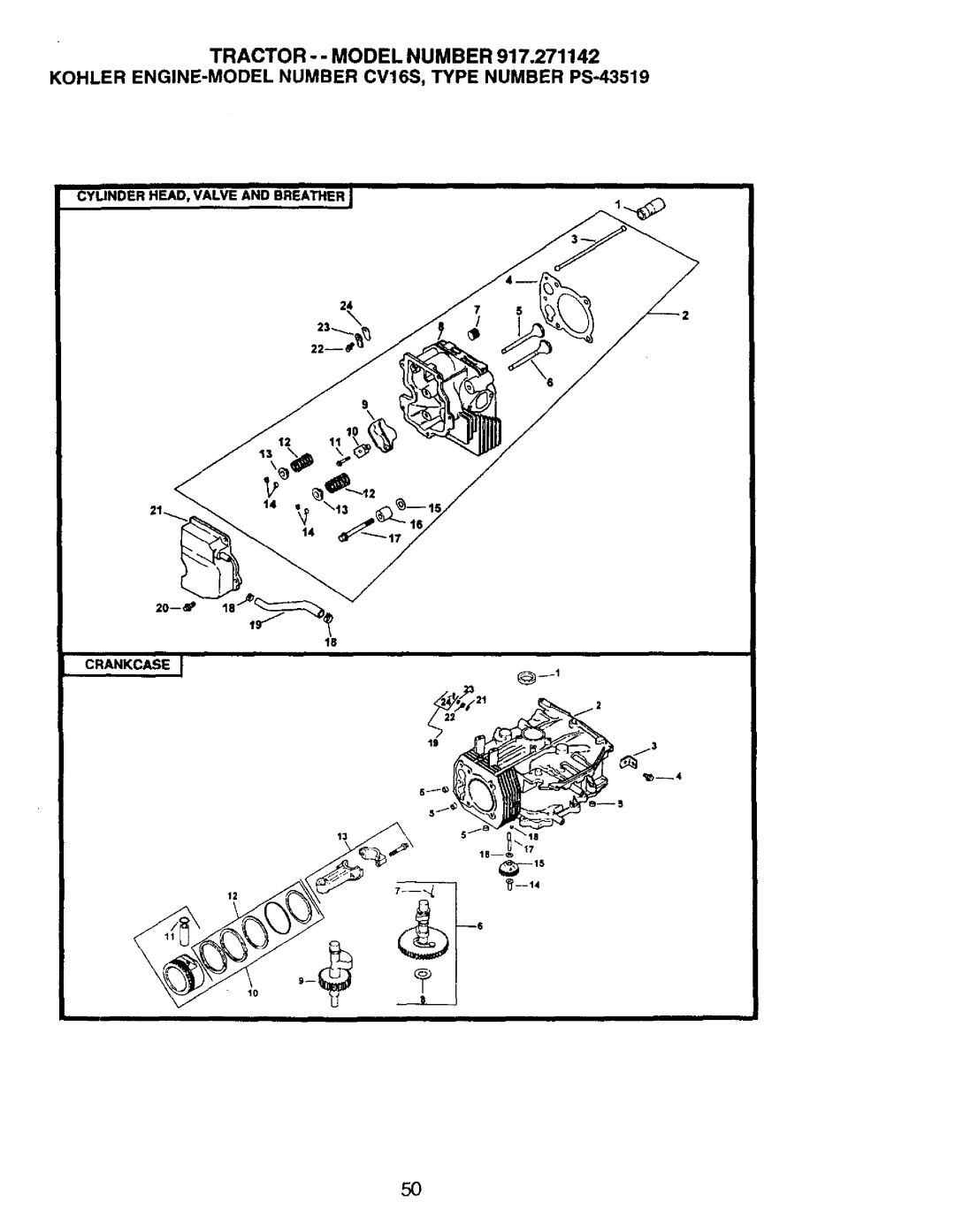 Craftsman 917.271142 manual Cylinder HEAD, Valve and Breather Crankcase 