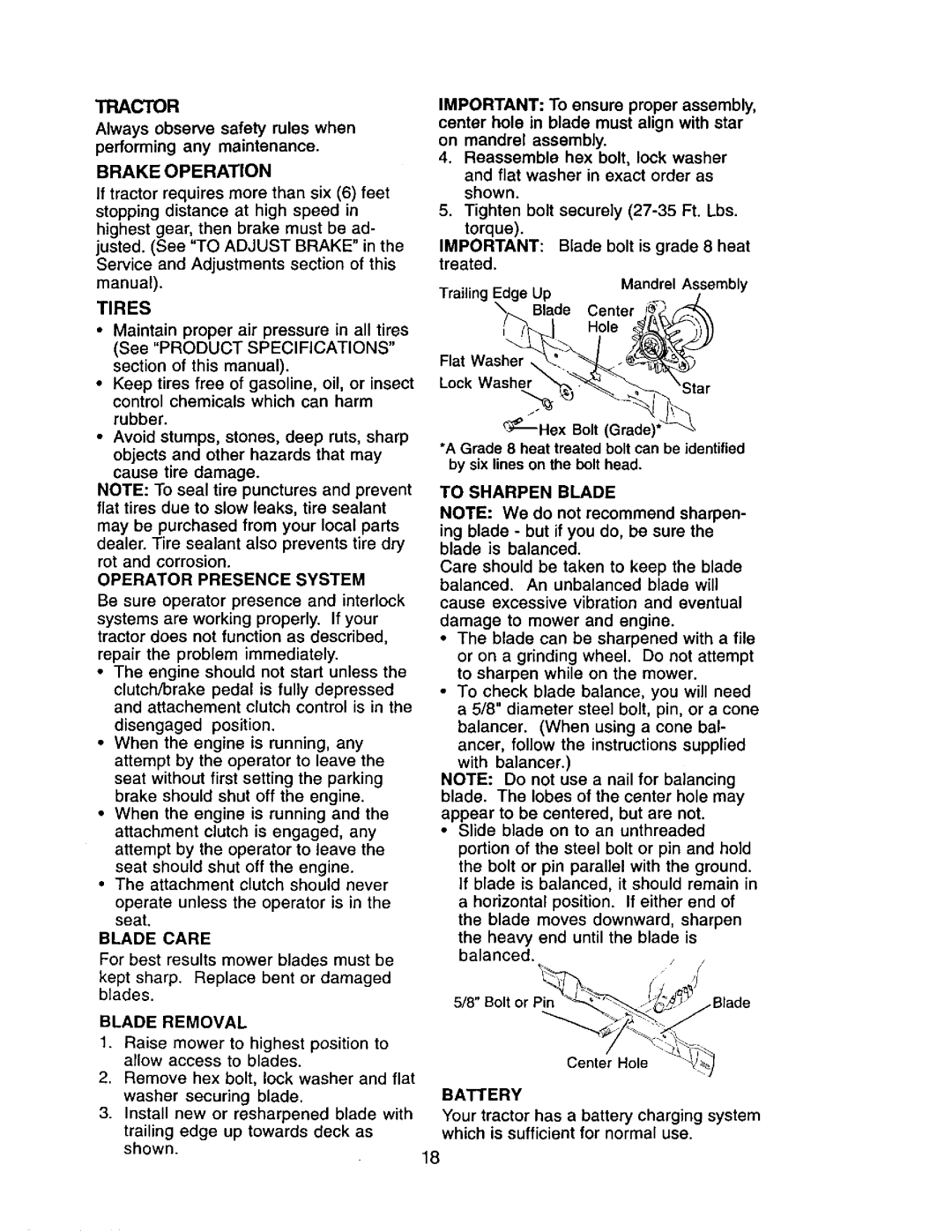 Craftsman 917.271554 owner manual Tires 