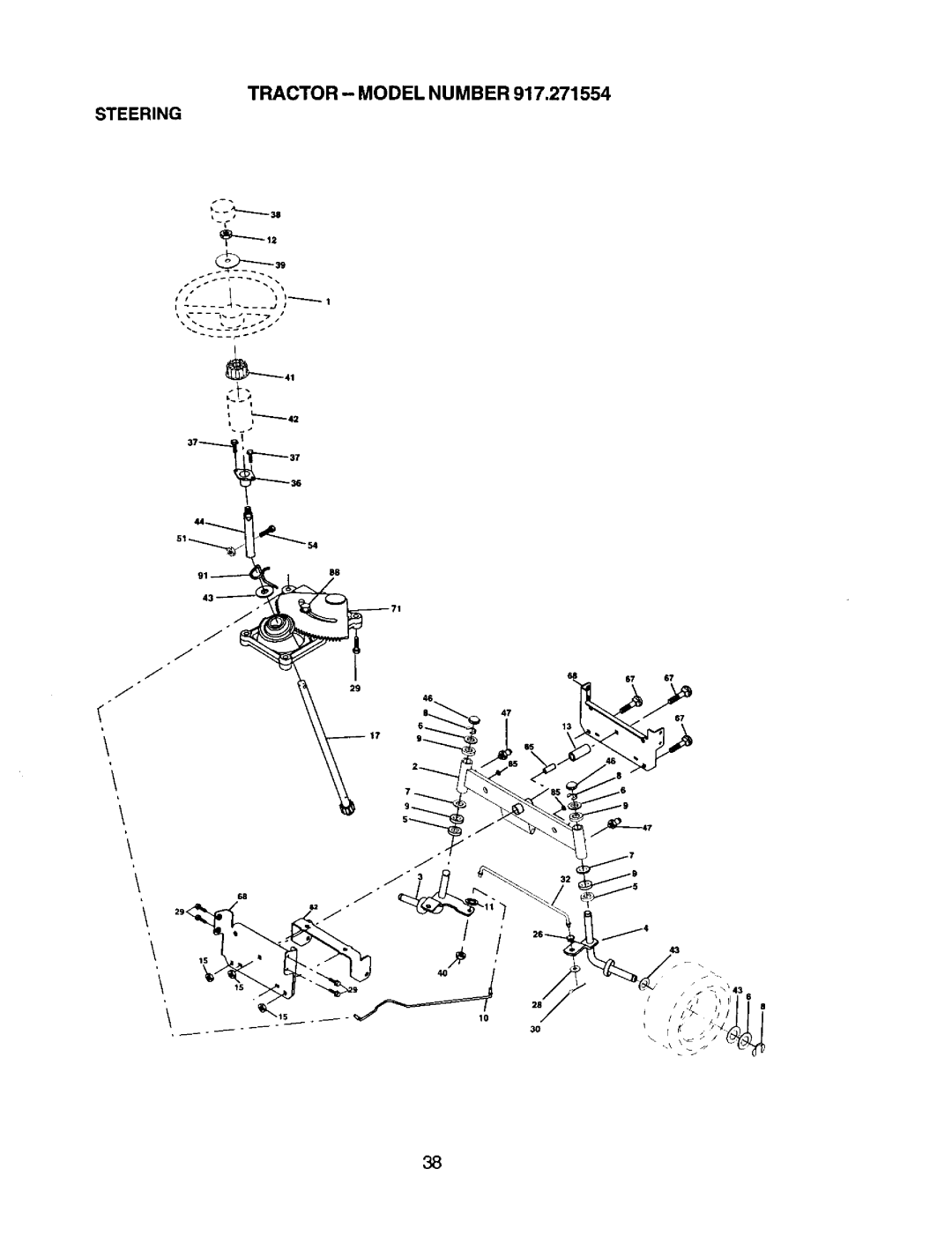 Craftsman 917.271554 owner manual Tractor Model Number Steering 