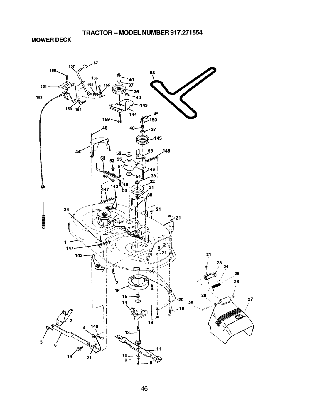 Craftsman 917.271554 owner manual Tractor Model Number Mower Deck 