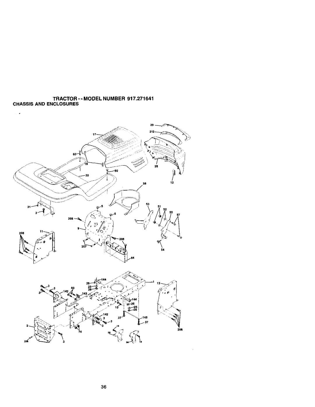 Craftsman owner manual Tractor --MODEL Number 917.271641 Chassis and Enclosures 