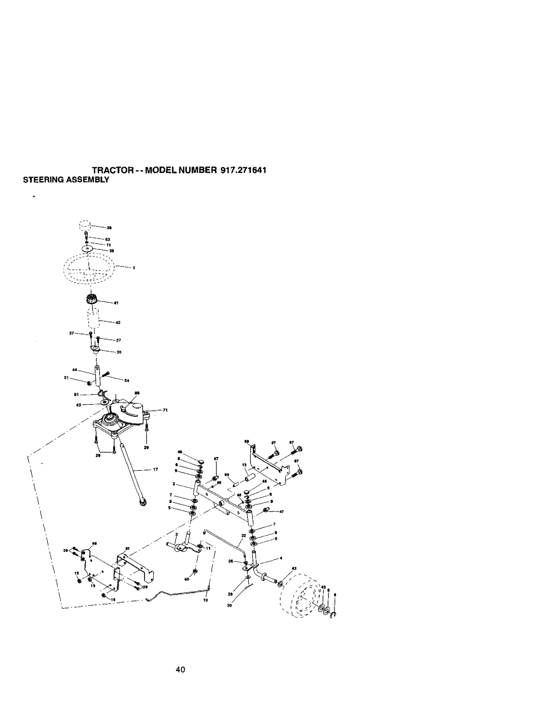 Craftsman owner manual Tractor - Model Number 917.271641 Steering Assembly 