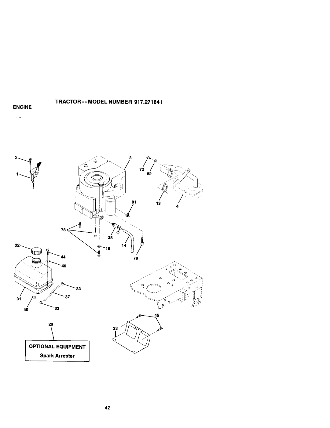 Craftsman 917.271641 owner manual Engine, TRACTOR - - MODEL NUMBER 917,271641 