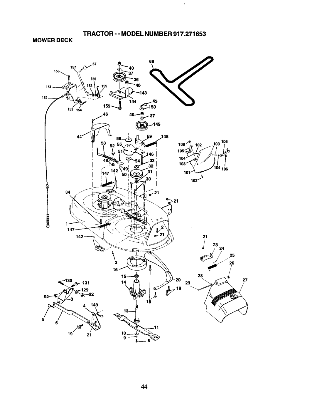 Craftsman 917.271653 owner manual Tractor - Model Number Mower Deck 