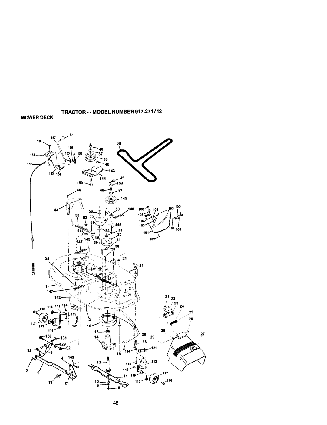 Craftsman 917.271742 owner manual Mowerdeck 