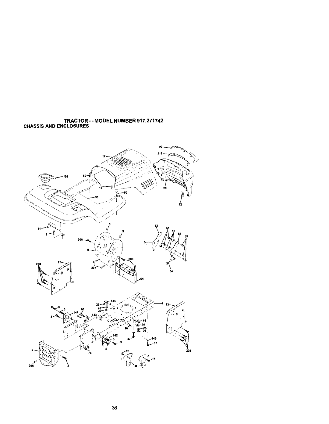 Craftsman 917.271742 owner manual Tractor- - Model Number Chassisand Enclosures 
