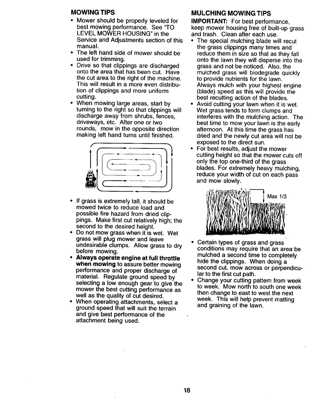 Craftsman 917.271815 owner manual Mulching Mowing Tips 