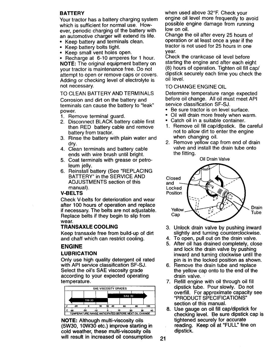 Craftsman 917.271815 owner manual Engine, Battery, Belts, Transaxle Cooling, Lubrication 