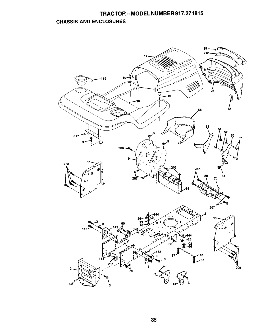 Craftsman 917.271815 owner manual Tractor Model Number Chassis and Enclosures 