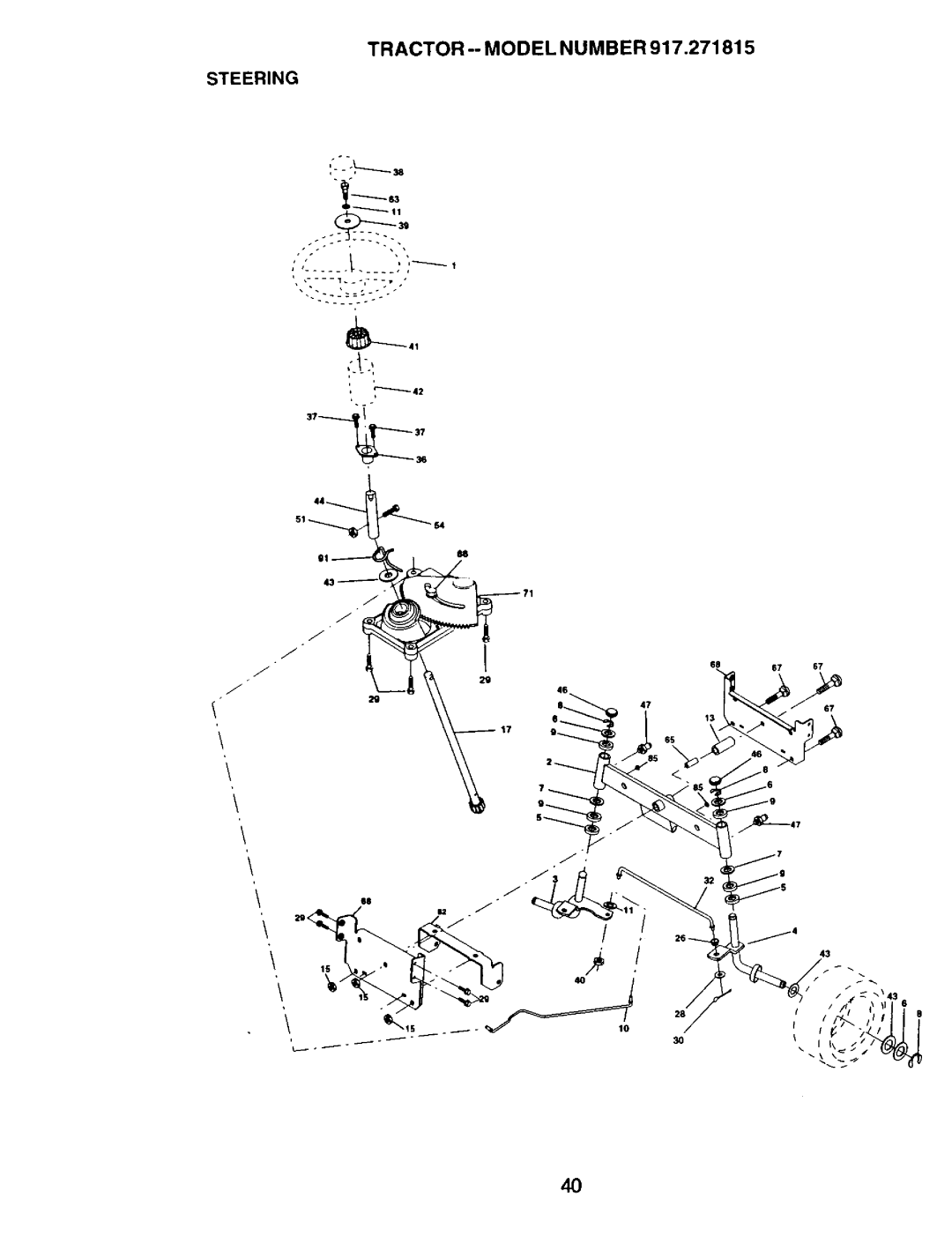 Craftsman 917.271815 owner manual TRACTOR-- Model Number, Steering 