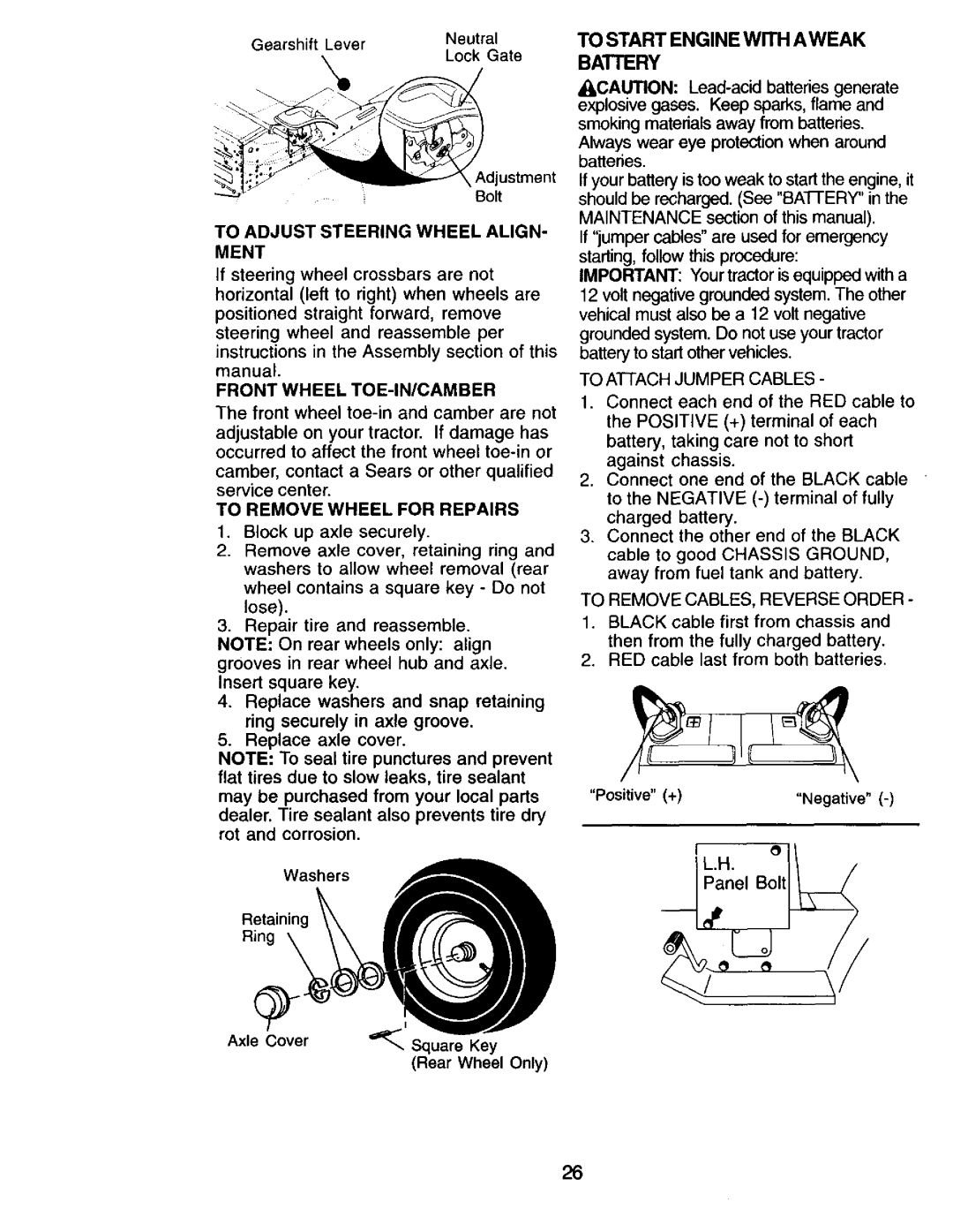 Craftsman 917.271815 owner manual To Start Enginewith Aweak Battery 