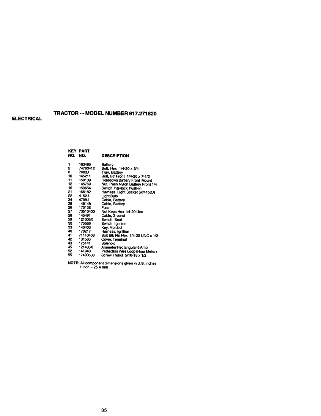 Craftsman 917.27182 manual Electrical, KEY Part Descripon 