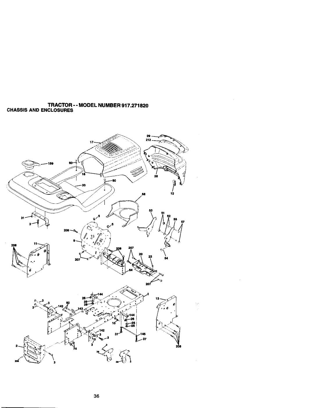 Craftsman 917.27182 manual Tractor - Model Number Chassis and Enclosures 