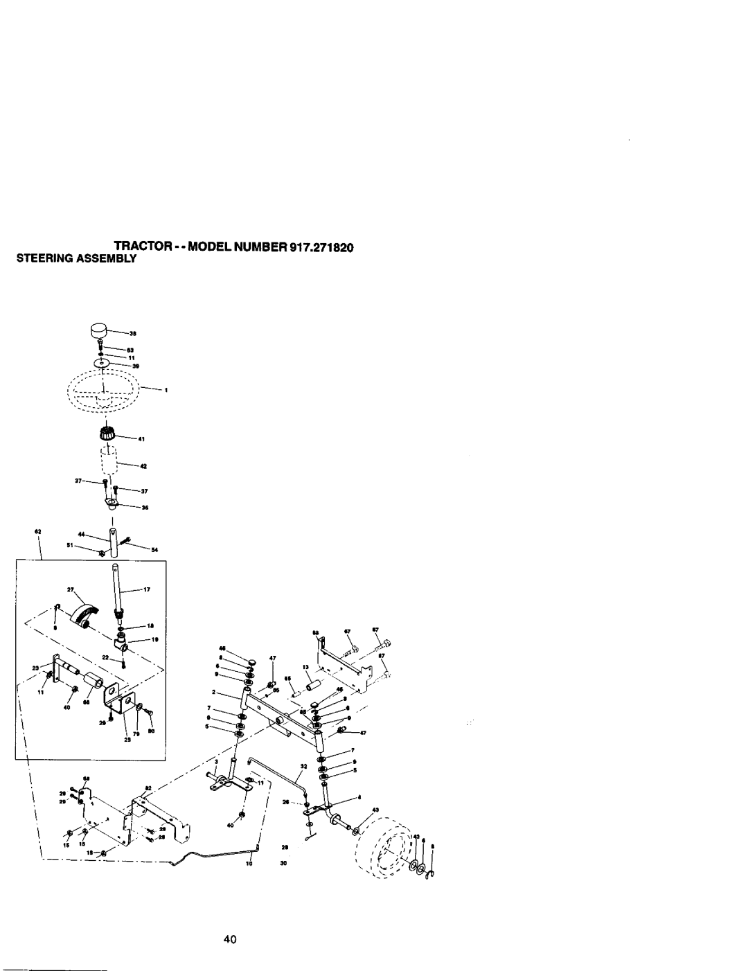 Craftsman manual Tractor - Model Number 917.271820 Steering Assembly 