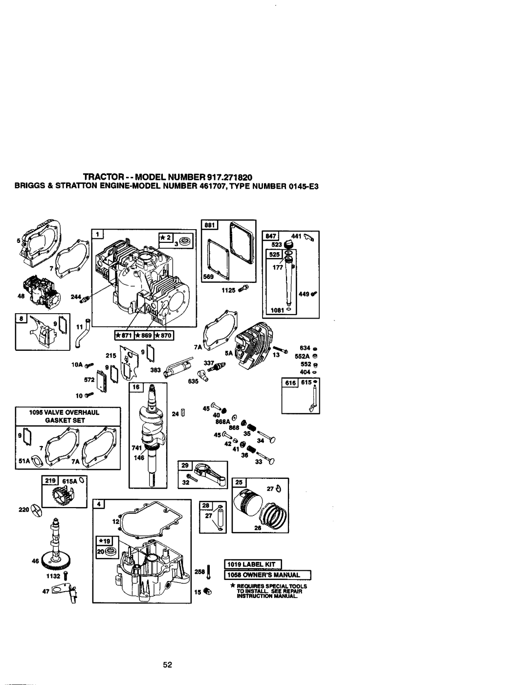 Craftsman 917.27182 LO. Ownersmanual, 2911, 11019LABELKIT 