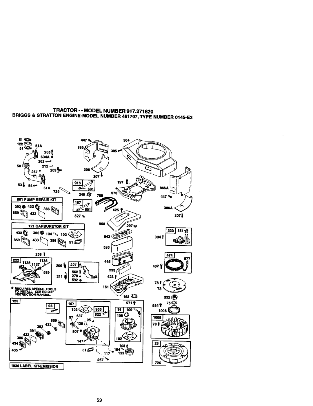 Craftsman manual TRACTOR-- MODELNUMBER917.271820, 971I 934 