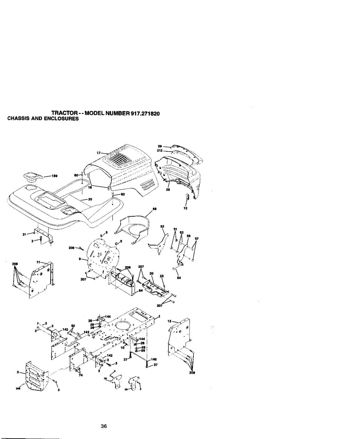 Craftsman 917.27182 manual Tractor - - Model Number Chassis And Enclosures 