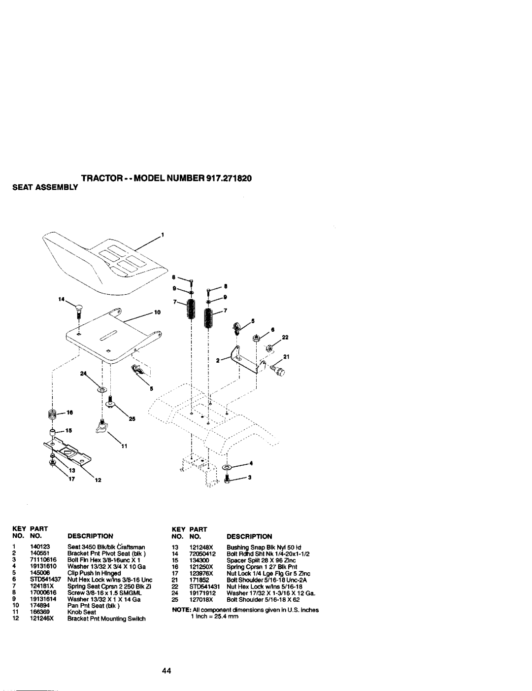 Craftsman manual TRACTOR MODELNUMBER917.271820 